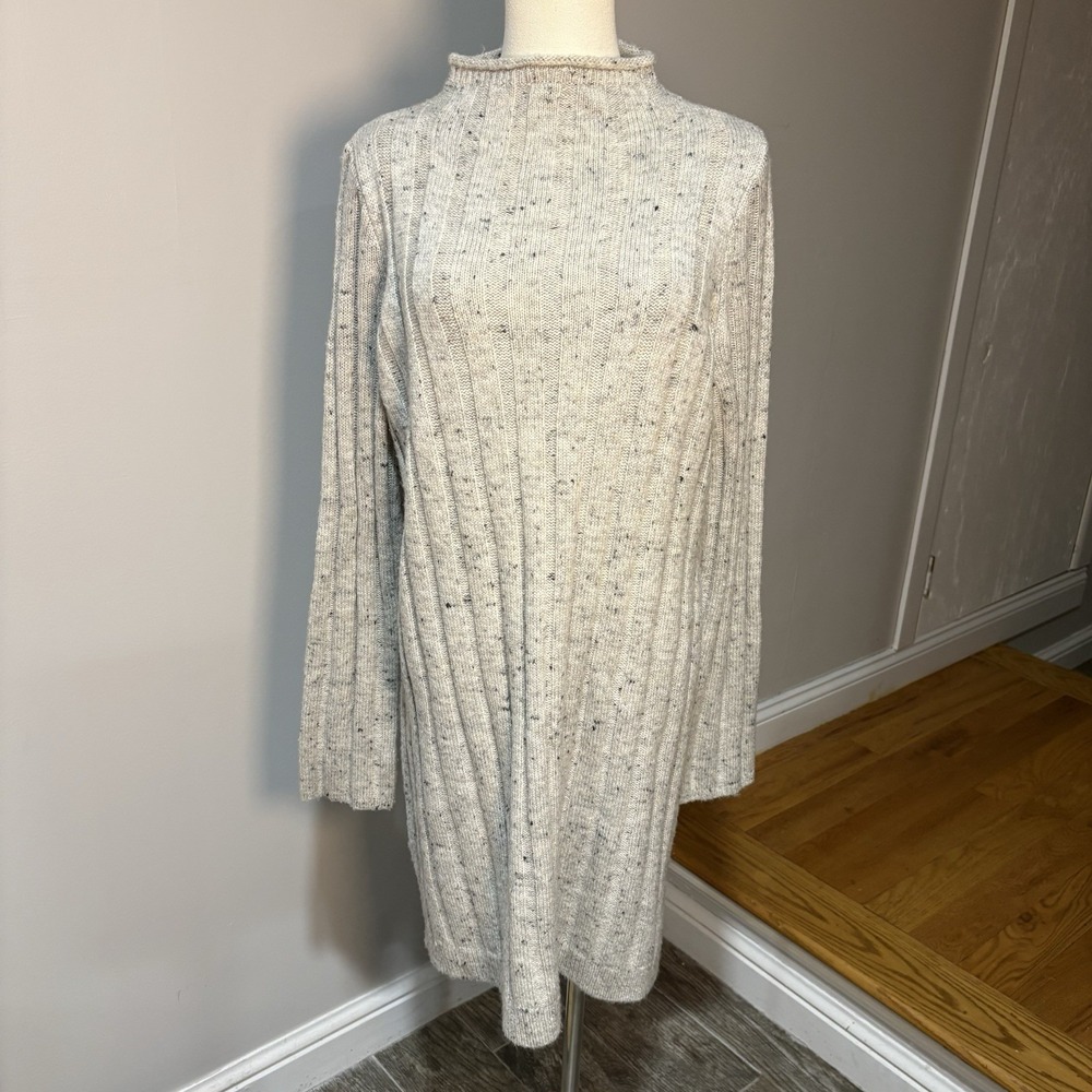 Madewell Donegal Rolled Mock Neck Short Sweater Dress Womens L Gray Wool Blend